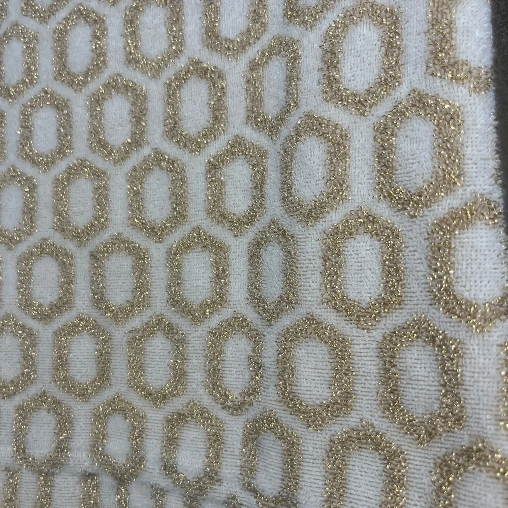 Y2K Juicy Couture Geometric Gold & Beige Terry Cloth Hoodie size S